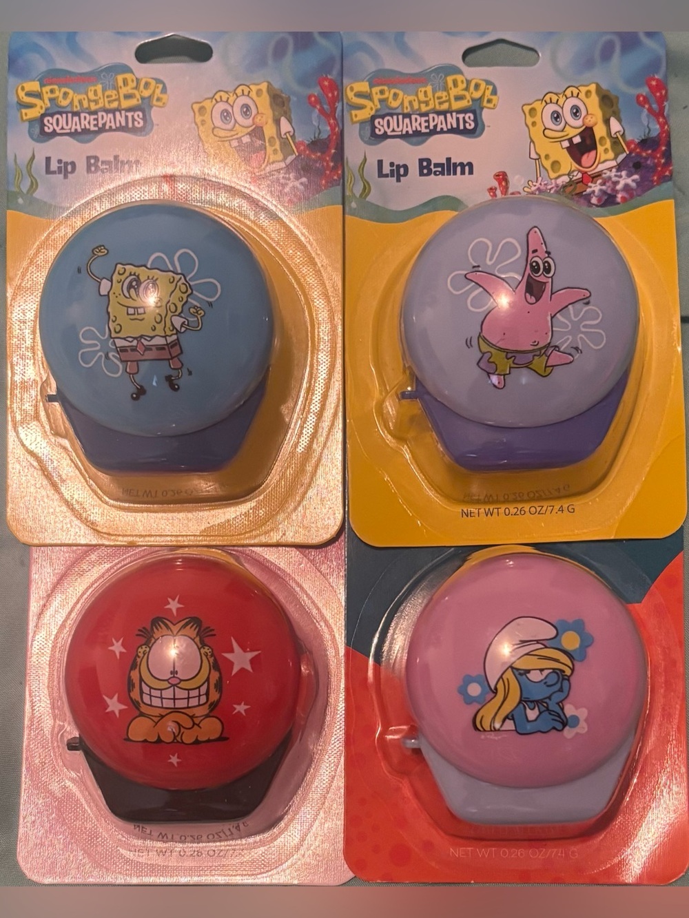 SpongeBob Squarepants Character Lip Balm Set - Blue, Purple, Red, Pink